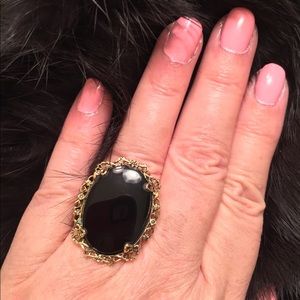 Vint Onyx (Faux) Delicate GoldTone Cocktail 💍 8.0
